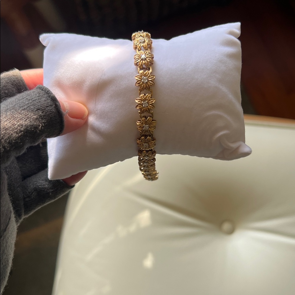 Vintage Diamond and 14k Gold Floral Bracelet